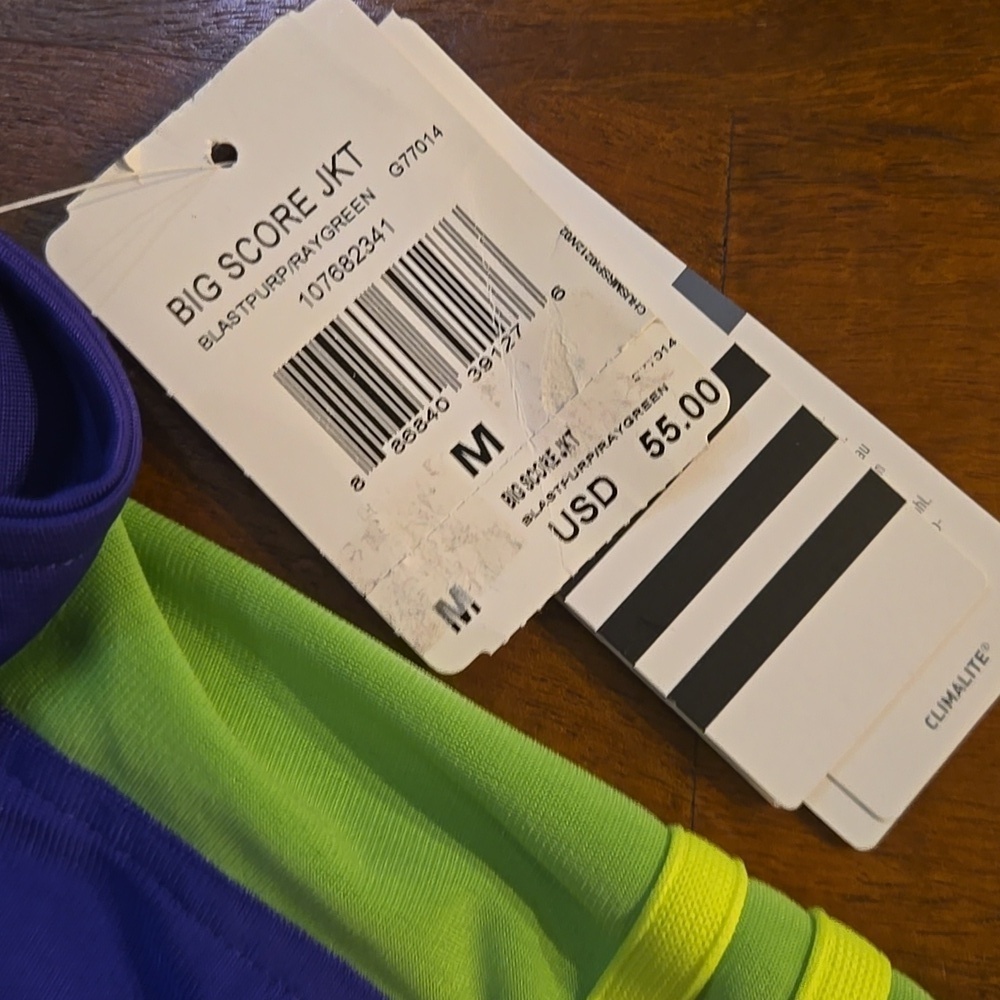 NWT Adidas Big Score Jacket Purple and Lime Green Size Medium - Picture 2 of 9